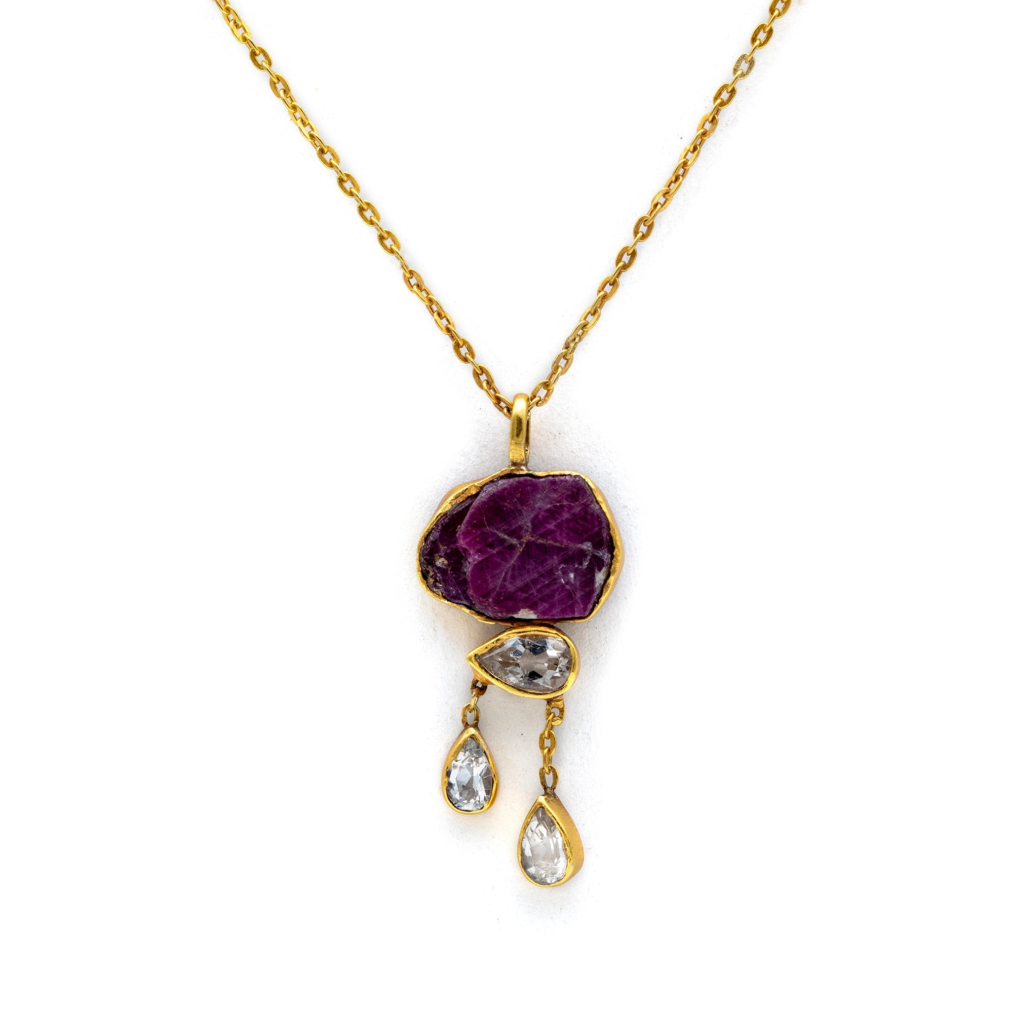 Gul-e-Atash - Natural Gold Plated Ruby Necklace